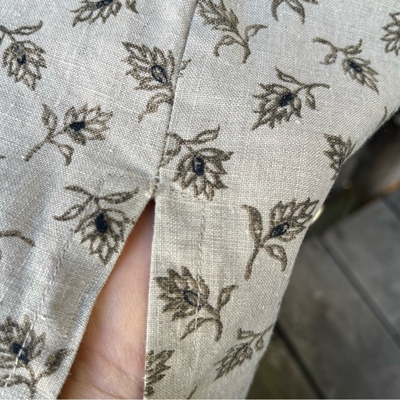 Valerie Stevens Pure Linen Floral Sleeveless Partial Button Dress Beige Sz M - Picture 14 of 15